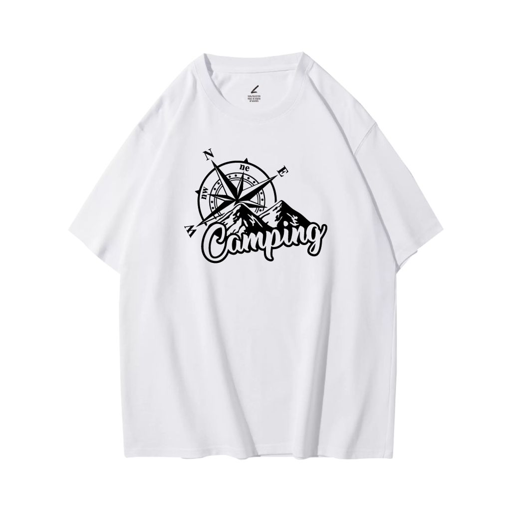Camping(露營)重磅寬版落肩T恤(白色)