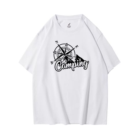 Camping(露營)重磅寬版落肩T恤(白色)