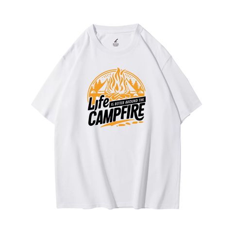 CAMPFIRE(營火)重磅寬版落肩T恤(白色)