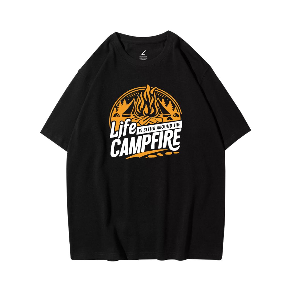 CAMPFIRE(營火)重磅寬版落肩T恤(黑色)