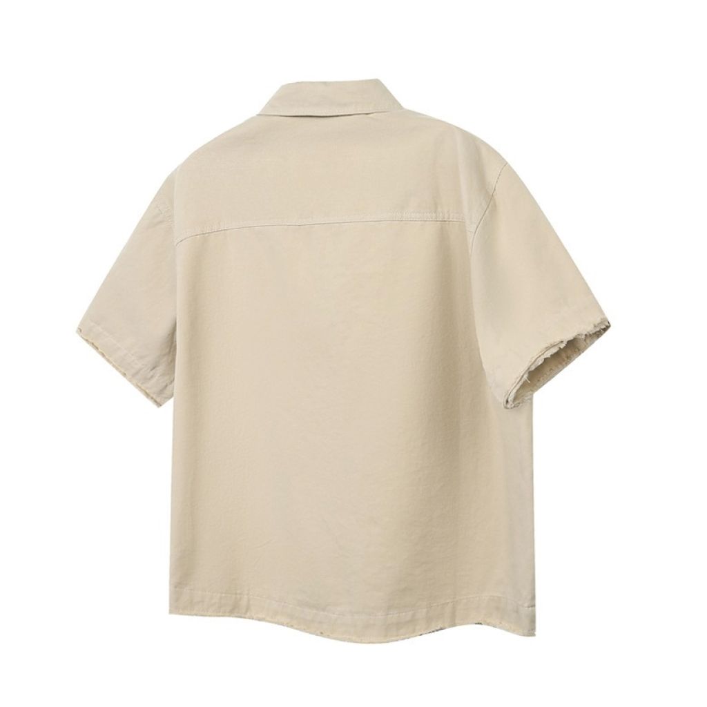 美式復古工裝襯衫(卡其色)Back