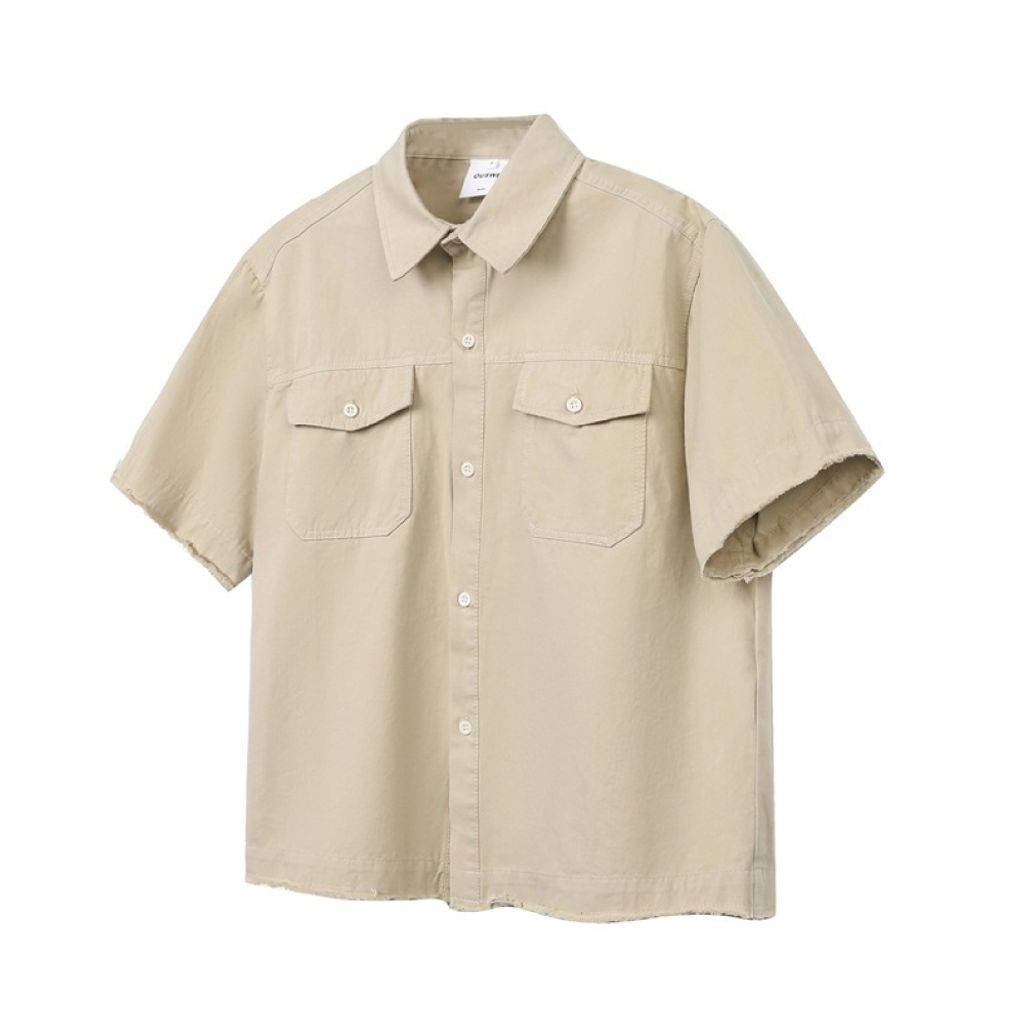 美式復古工裝襯衫(卡其色)Front