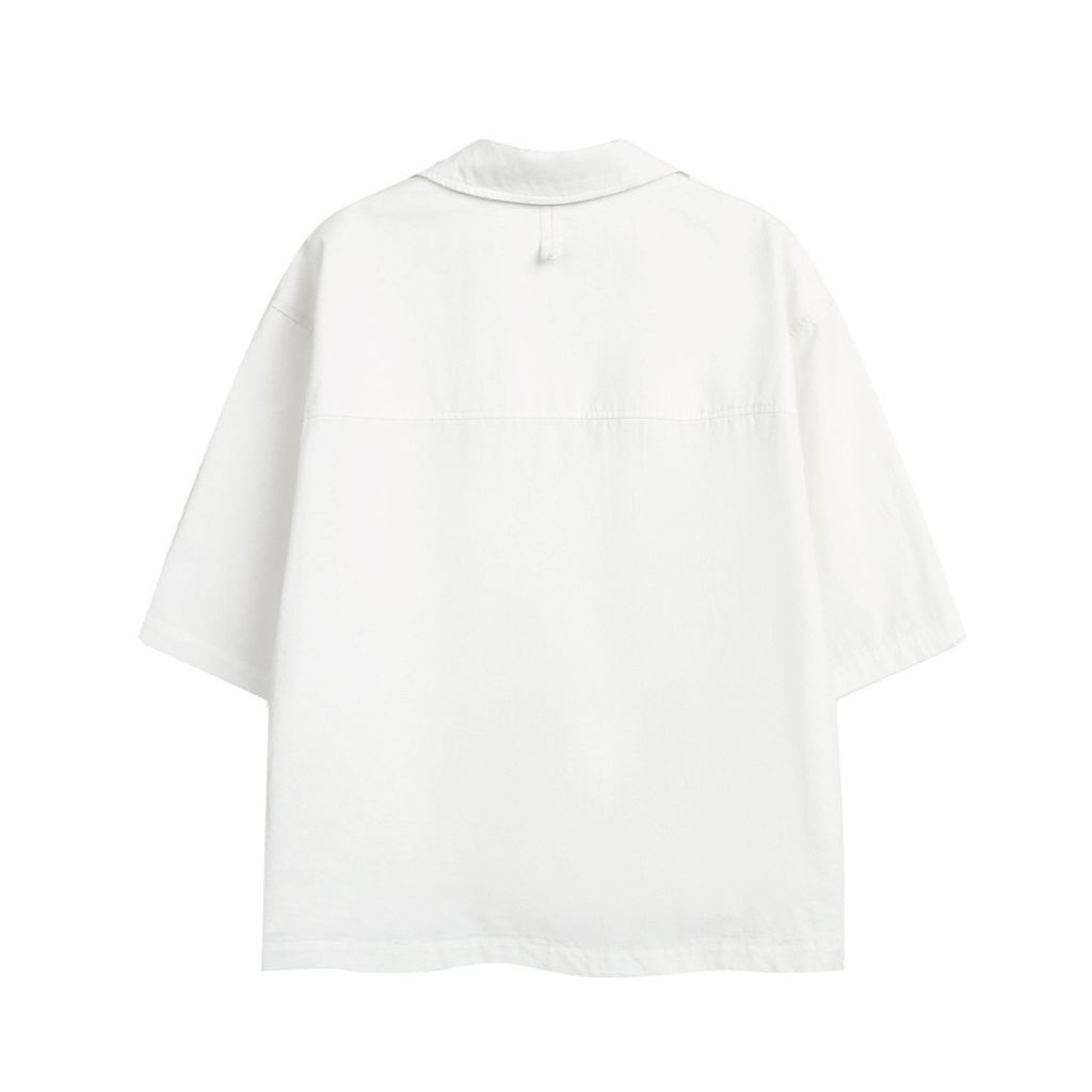 寬版五分袖襯衫(白色)Back