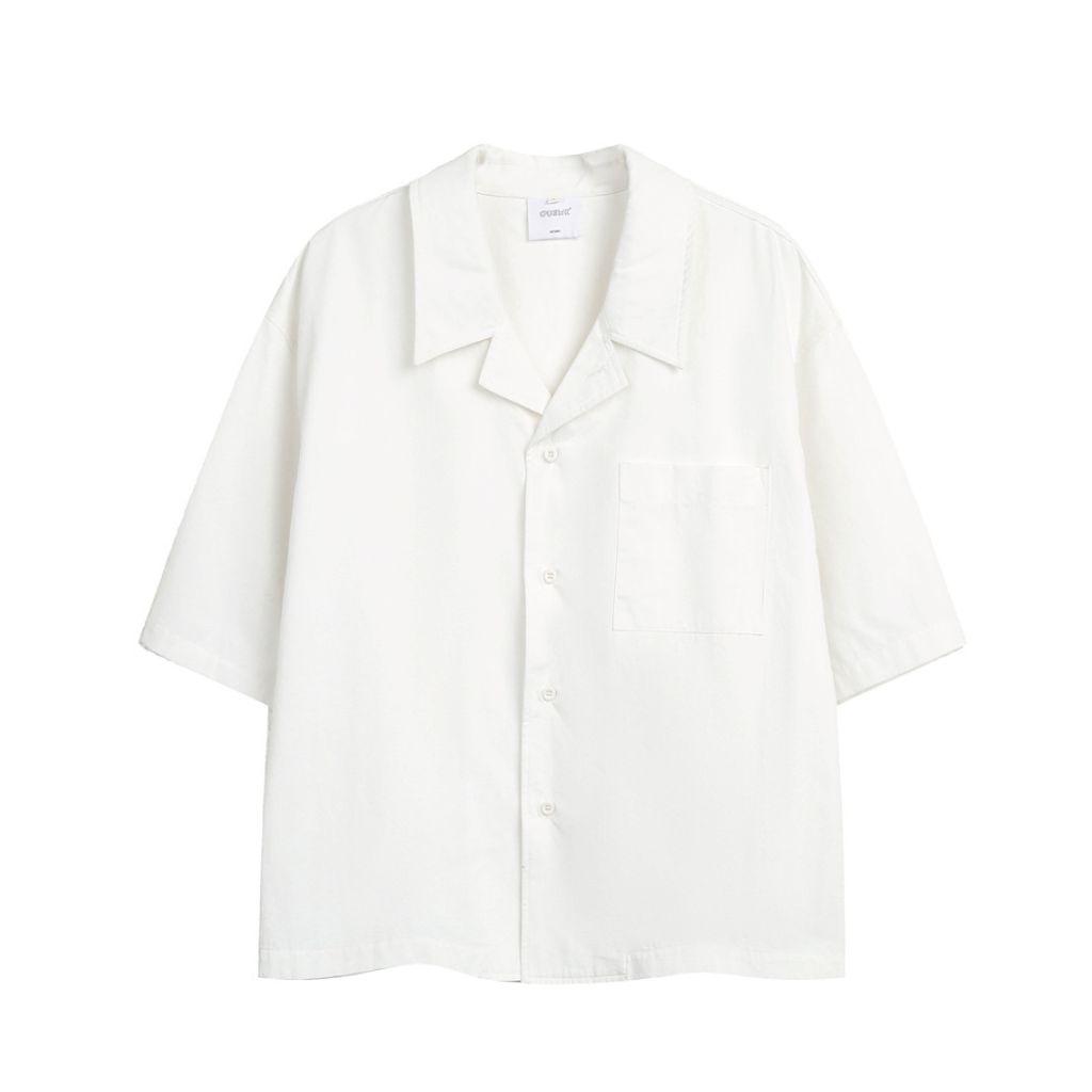 寬版五分袖襯衫(白色)Front