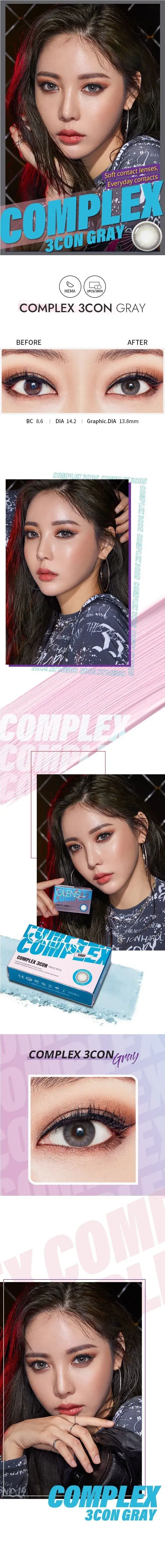 JuzBeauty-JuzBeautyMalaysia-JuzPretty-Authentic-Kbeauty-Malaysia-Skin-Care-Cosmetics-Jbeauty-Health-Care-korean-streetwear-OLENS COMPLEX 3CON Gray Contact Lens 月抛隐形眼镜1