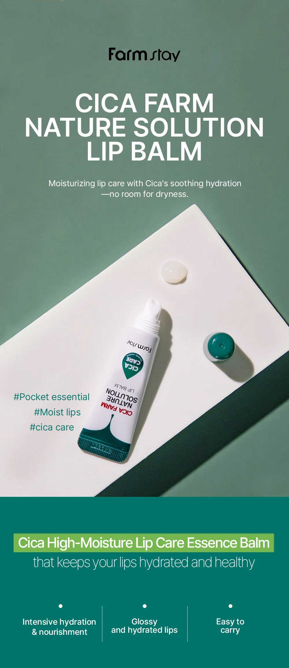 JuzBeauty_JuzBeautyMalaysia_JuzPretty_Authentic_Kbeauty_Malaysia_Skin_Care_Cosmetics_K-beauty_Health_Care_korean_streetwear_Farmstay Cica Farm Nature Solution Lip Balm 积雪草润唇膏1