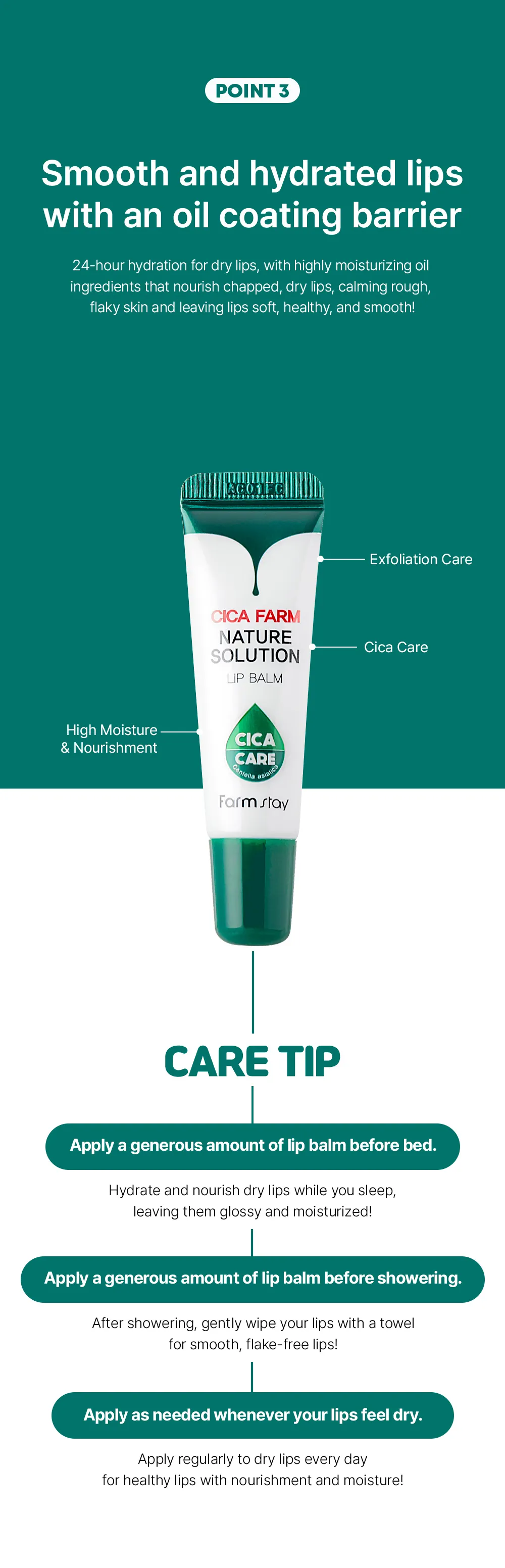 JuzBeauty_JuzBeautyMalaysia_JuzPretty_Authentic_Kbeauty_Malaysia_Skin_Care_Cosmetics_K-beauty_Health_Care_korean_streetwear_Farmstay Cica Farm Nature Solution Lip Balm 积雪草润唇膏2