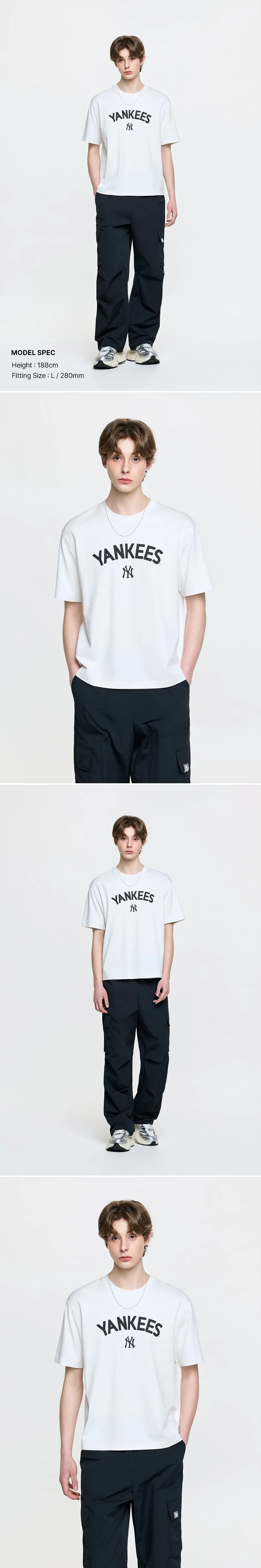 JuzBeauty_JuzBeautyMalaysia_JuzPretty_Authentic_Kbeauty_Malaysia_Skin_Care_Cosmetics_K-Beauty_Health_Care_korean_streetwear_US_Luxury_MLB New York Yankees with Lettering Logo Detail Semi-oversized Short-sleeve T-shirt Tee 3ATSB8363 上衣5