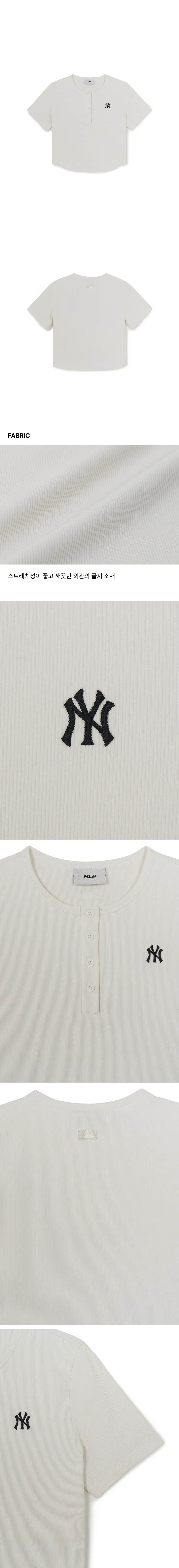 JuzBeauty_JuzBeautyMalaysia_JuzPretty_Authentic_Kbeauty_Malaysia_Skin_Care_Cosmetics_K-Beauty_Health_Care_korean_streetwear_US_Luxury_MLB Women's Vintage Slim Ribbed Henley Neck Short Sleeve&nbsp;T-shirt Tee 3FTSB1063 女款上衣5