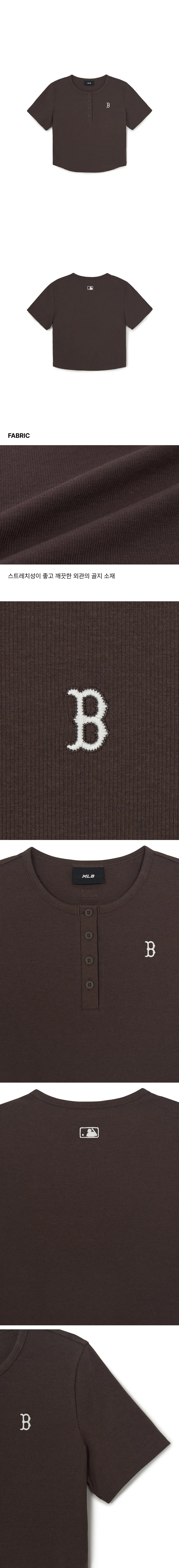 JuzBeauty_JuzBeautyMalaysia_JuzPretty_Authentic_Kbeauty_Malaysia_Skin_Care_Cosmetics_K-Beauty_Health_Care_korean_streetwear_US_Luxury_MLB Women's Vintage Slim Ribbed Henley Neck Short Sleeve&nbsp;T-shirt Tee 3FTSB1063 女款上衣3