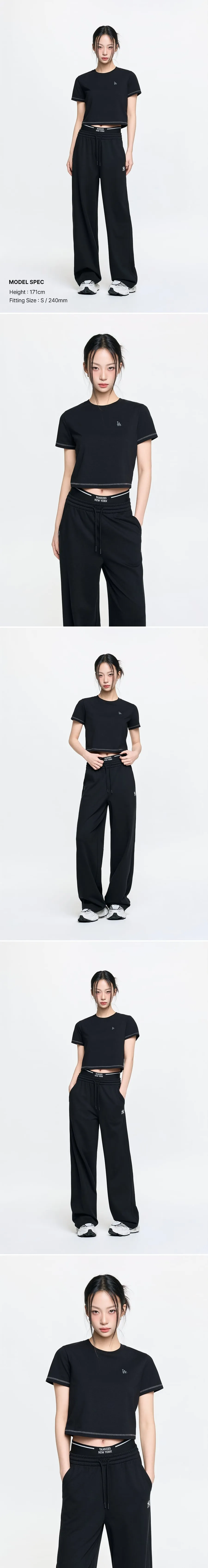 JuzBeauty_JuzBeautyMalaysia_JuzPretty_Authentic_Kbeauty_Malaysia_Skin_Care_Cosmetics_K-Beauty_Health_Care_korean_streetwear_US_Luxury_MLB Women's Basic Small Logo Slim Cropped Short Sleeve&nbsp;T-shirt Tee 3FTSB5163 女款上衣1