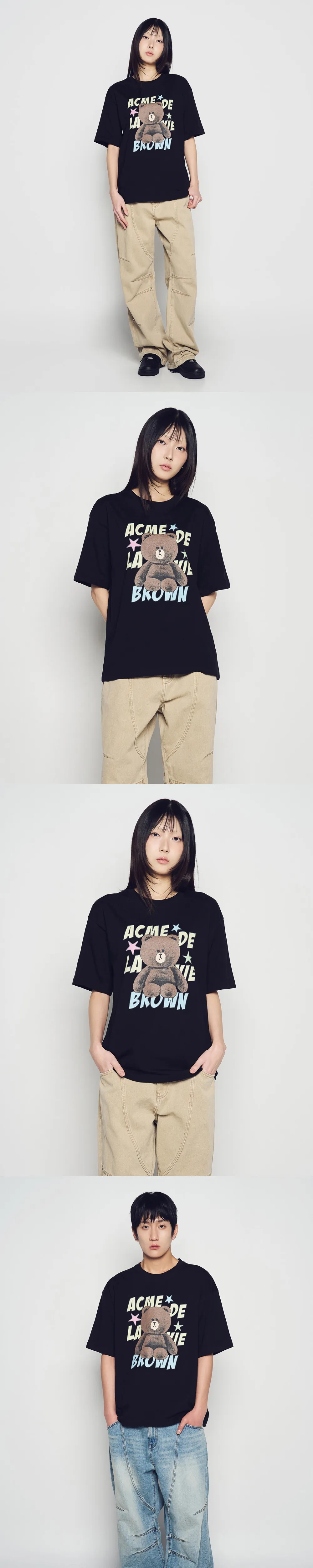 JuzBeauty_JuzBeautyMalaysia_JuzPretty_Authentic_Kbeauty_Malaysia_Skin_Care_Cosmetics_K-Beauty_Health_Care_korean_streetwear_US_Luxury_ADLV x LINE FRIENDS Brown Star Short Sleeve T-shirt Tee 上衣1