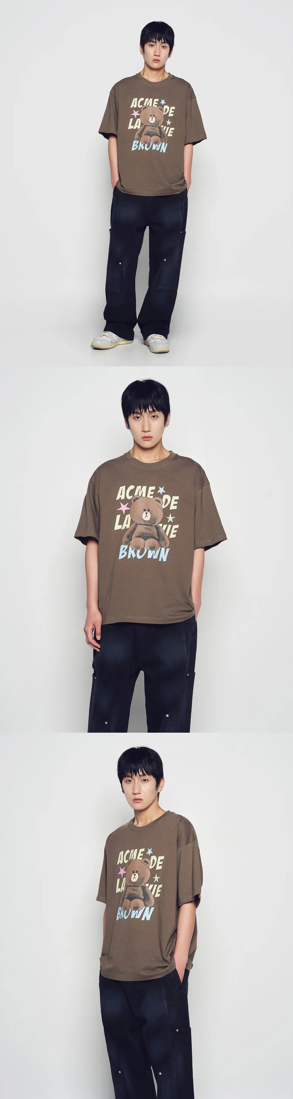 JuzBeauty_JuzBeautyMalaysia_JuzPretty_Authentic_Kbeauty_Malaysia_Skin_Care_Cosmetics_K-Beauty_Health_Care_korean_streetwear_US_Luxury_ADLV x LINE FRIENDS Brown Star Short Sleeve T-shirt Tee 上衣2