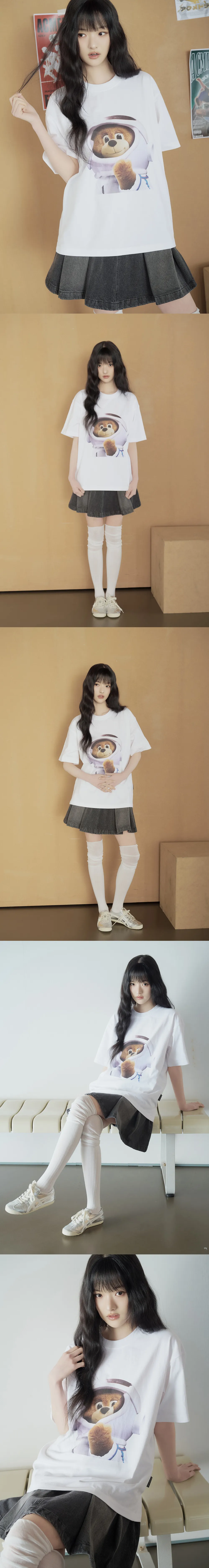 JuzBeauty_JuzBeautyMalaysia_JuzPretty_Authentic_Kbeauty_Malaysia_Skin_Care_Cosmetics_K-Beauty_Health_Care_korean_streetwear_US_Luxury_ADLV AC Bear Baby Face Astronaut Short Sleeve T-Shirt Tee 上衣6