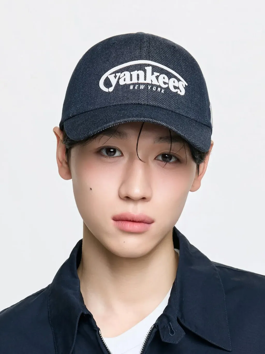 JuzBeauty_JuzBeautyMalaysia_JuzPretty_Authentic_Kbeauty_Malaysia_Skin_Care_Cosmetics_K-Beauty_Health_Care_korean_streetwear_US_Luxury_MLB Vintage Denim Curve Logo Unstructured Ball Cap 3ACPV196N 帽5