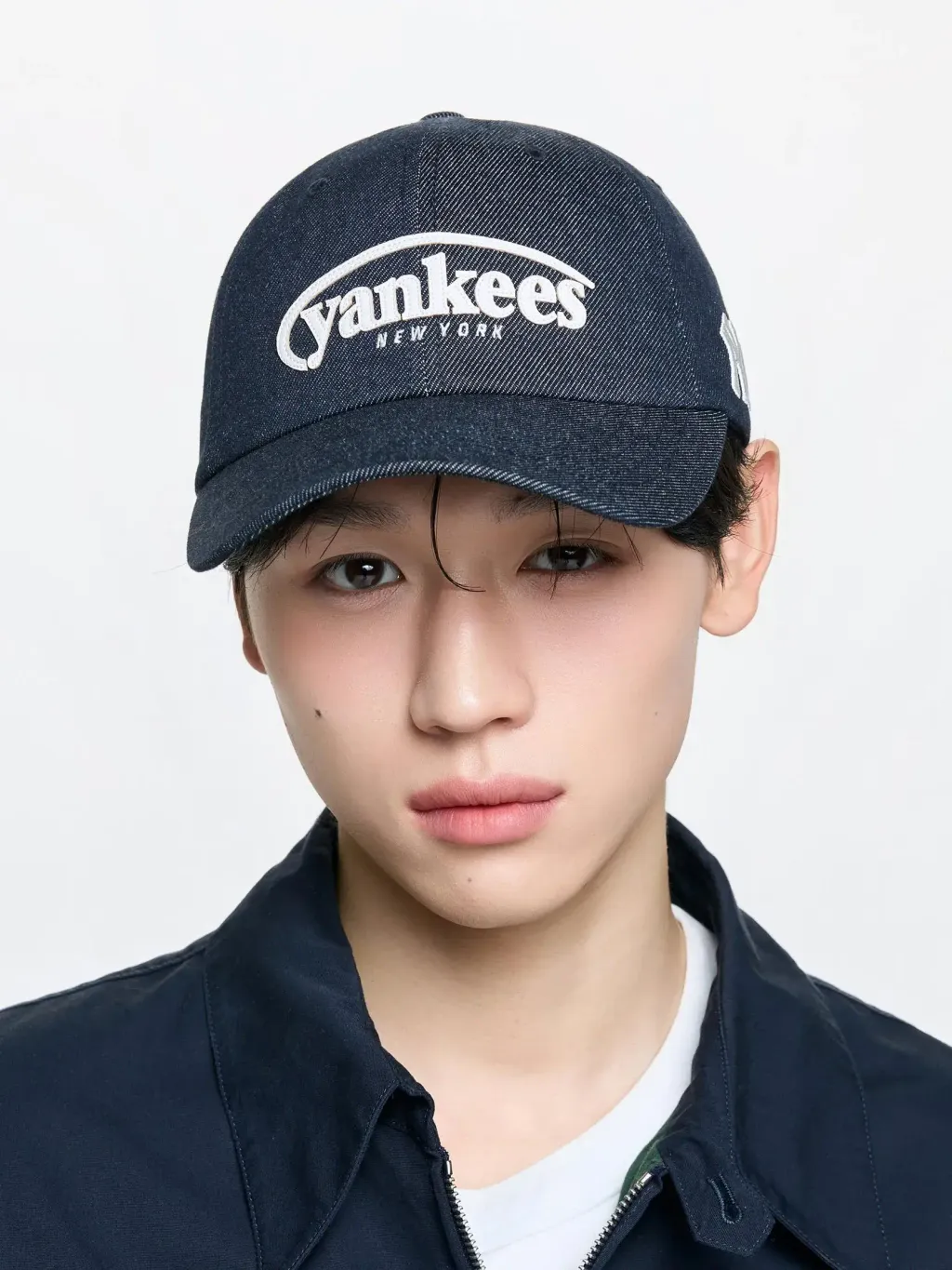 JuzBeauty_JuzBeautyMalaysia_JuzPretty_Authentic_Kbeauty_Malaysia_Skin_Care_Cosmetics_K-Beauty_Health_Care_korean_streetwear_US_Luxury_MLB Vintage Denim Curve Logo Unstructured Ball Cap 3ACPV196N 帽9