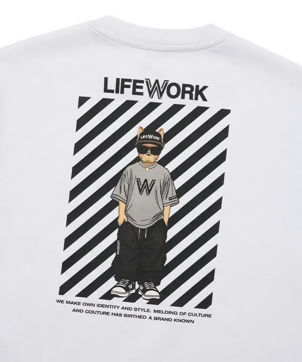 JuzBeauty_JuzBeautyMalaysia_JuzPretty_Authentic_Kbeauty_Malaysia_Skin_Care_Cosmetics_K-Beauty_Health_Care_korean_streetwear_US_Luxury_LIFEWORK Unisex Snap Hipdog Striped Short Sleeve T-Shirt Tee LW252TS422 上衣1