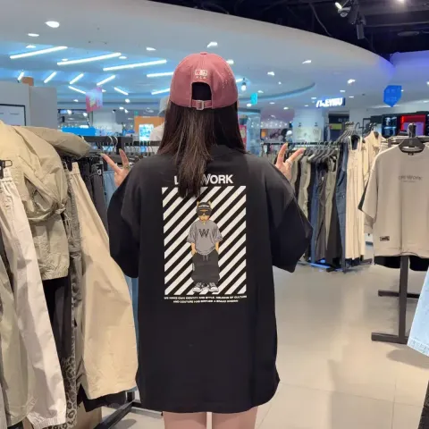 JuzBeauty_JuzBeautyMalaysia_JuzPretty_Authentic_Kbeauty_Malaysia_Skin_Care_Cosmetics_K-Beauty_Health_Care_korean_streetwear_US_Luxury_LIFEWORK Unisex Snap Hipdog Striped Short Sleeve T-Shirt Tee LW252TS422 上衣13