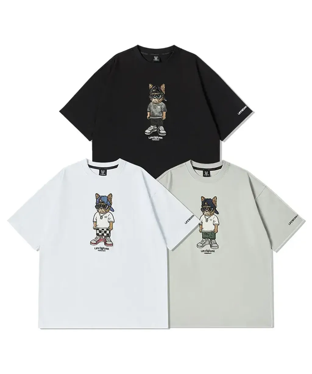 JuzBeauty_JuzBeautyMalaysia_JuzPretty_Authentic_Kbeauty_Malaysia_Skin_Care_Cosmetics_K-Beauty_Health_Care_korean_streetwear_US_Luxury_LIFEWORK Unisex Snap Hipdog Short Sleeve T-Shirt Tee LW252TS106 上衣1