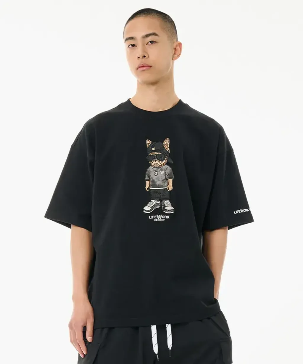 JuzBeauty_JuzBeautyMalaysia_JuzPretty_Authentic_Kbeauty_Malaysia_Skin_Care_Cosmetics_K-Beauty_Health_Care_korean_streetwear_US_Luxury_LIFEWORK Unisex Snap Hipdog Short Sleeve T-Shirt Tee LW252TS106 上衣5