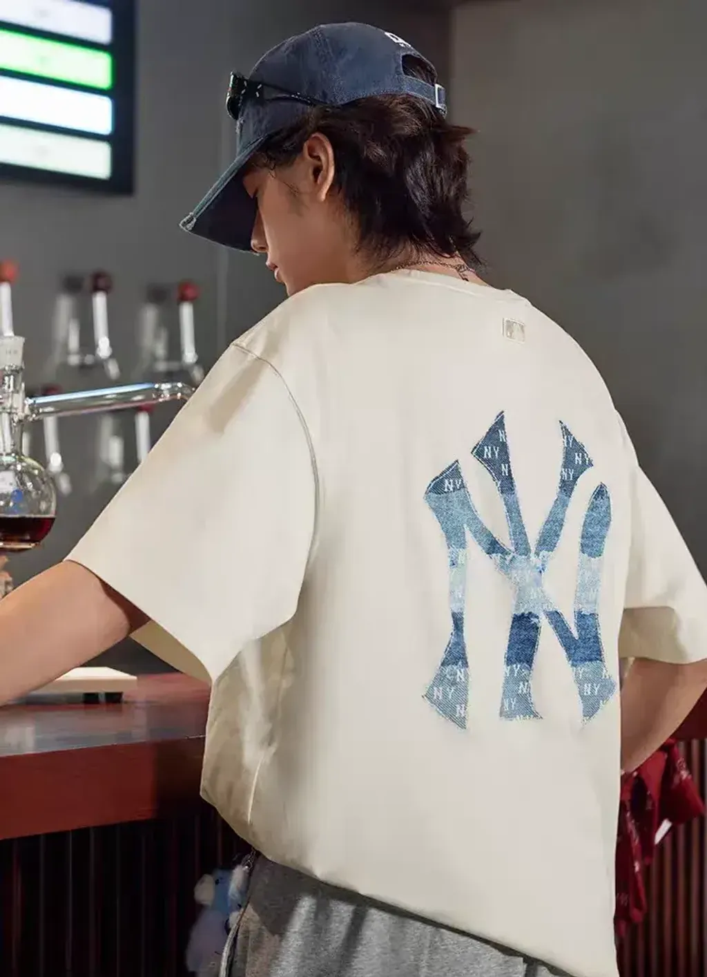 JuzBeauty_JuzBeautyMalaysia_JuzPretty_Authentic_Kbeauty_Malaysia_Skin_Care_Cosmetics_K-Beauty_Health_Care_korean_streetwear_US_Luxury_MLB Vintage Denim-like Monogram Big Lux Oversized Short Sleeve T-Shirt Tee 3ATSM0663 上衣40