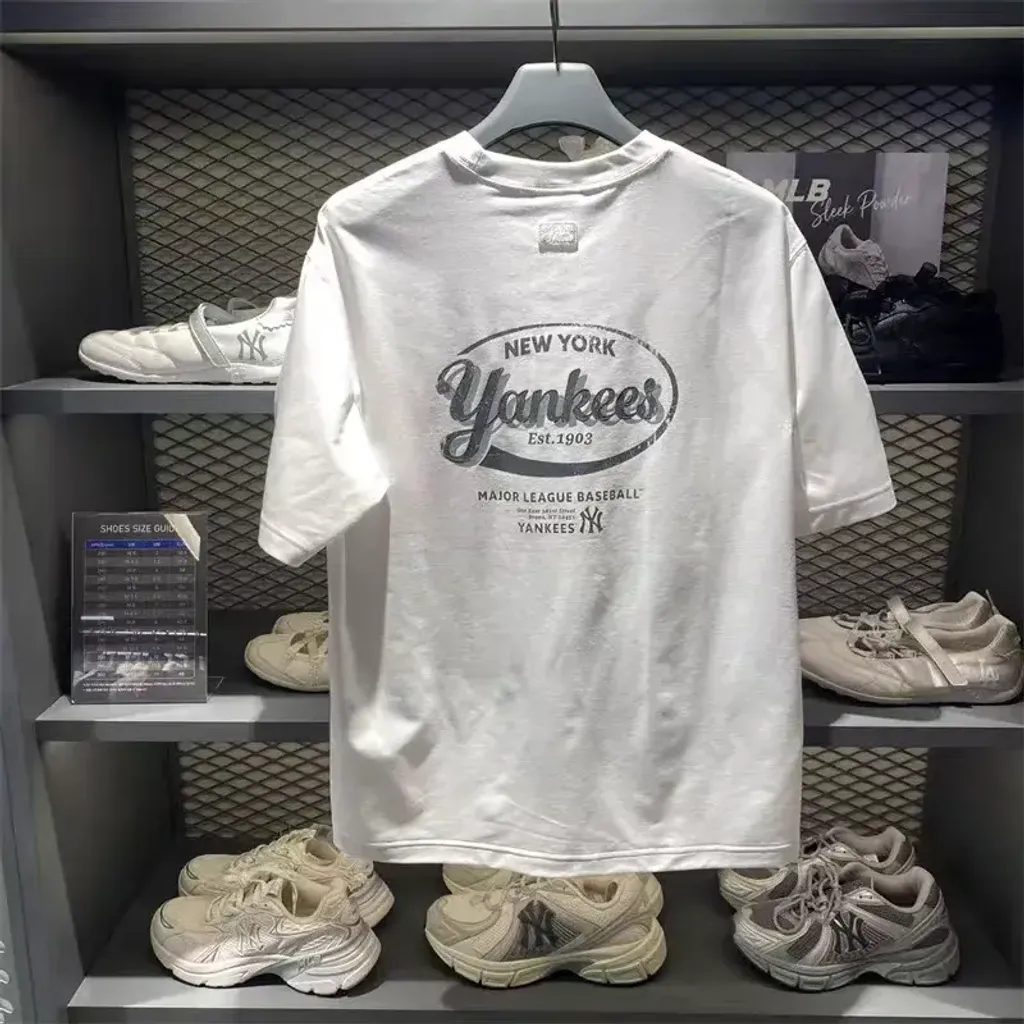 JuzBeauty_JuzBeautyMalaysia_JuzPretty_Authentic_Kbeauty_Malaysia_Skin_Care_Cosmetics_K-Beauty_Health_Care_korean_streetwear_US_Luxury_MLB Vintage Sportive Cursive Graphic Short Sleeve T-shirt Tee 3ATSV1263 上衣24