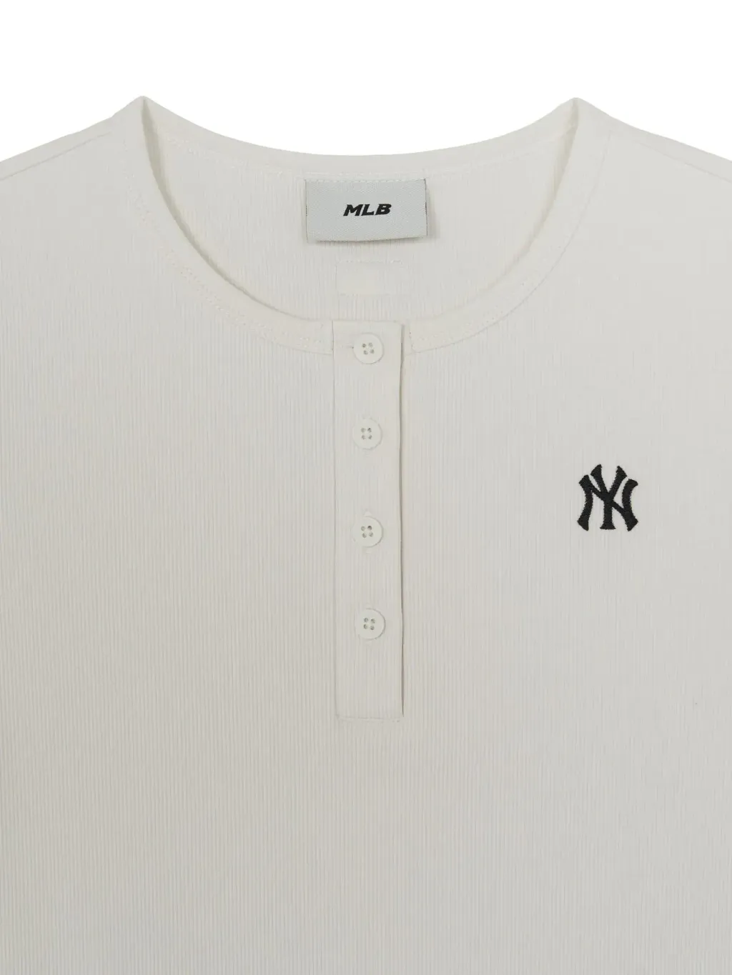 JuzBeauty_JuzBeautyMalaysia_JuzPretty_Authentic_Kbeauty_Malaysia_Skin_Care_Cosmetics_K-Beauty_Health_Care_korean_streetwear_US_Luxury_MLB Women's Vintage Slim Ribbed Henley Neck Short Sleeve T-shirt Tee 3FTSB1063 女款上衣11