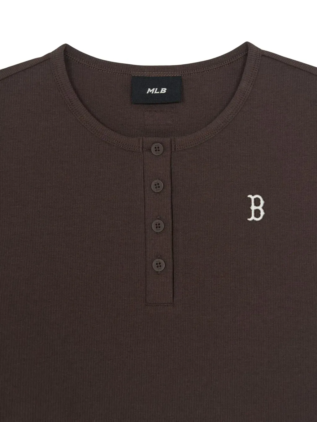 JuzBeauty_JuzBeautyMalaysia_JuzPretty_Authentic_Kbeauty_Malaysia_Skin_Care_Cosmetics_K-Beauty_Health_Care_korean_streetwear_US_Luxury_MLB Women's Vintage Slim Ribbed Henley Neck Short Sleeve T-shirt Tee 3FTSB1063 女款上衣19