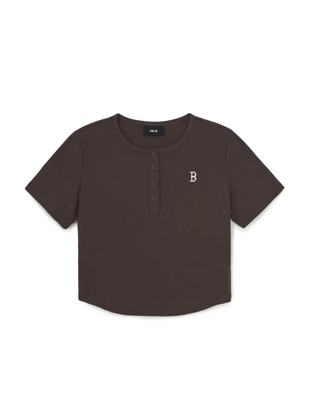 JuzBeauty_JuzBeautyMalaysia_JuzPretty_Authentic_Kbeauty_Malaysia_Skin_Care_Cosmetics_K-Beauty_Health_Care_korean_streetwear_US_Luxury_MLB Women's Vintage Slim Ribbed Henley Neck Short Sleeve T-shirt Tee 3FTSB1063 女款上衣17