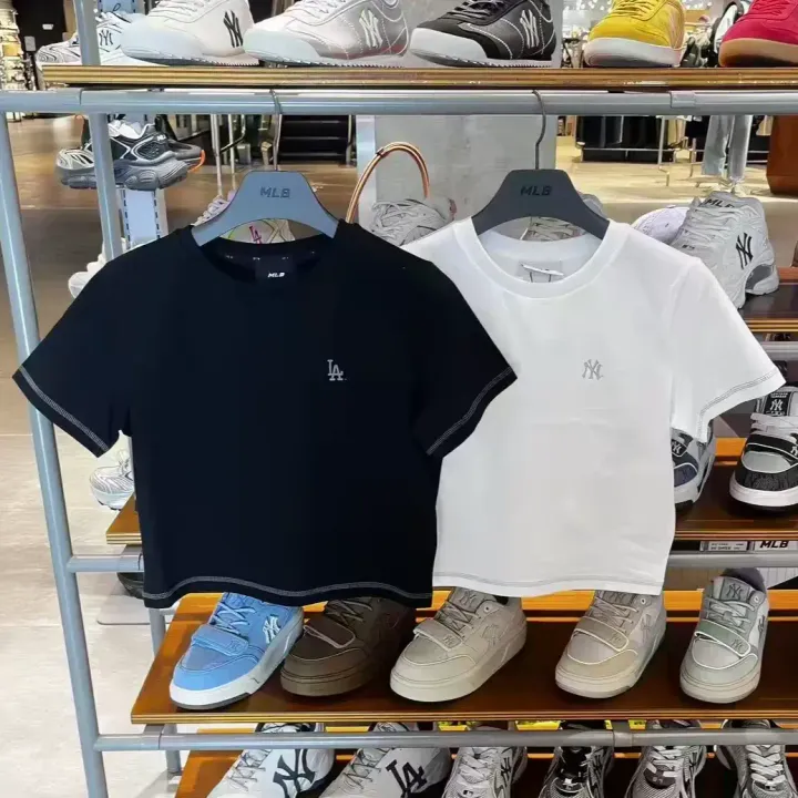 JuzBeauty_JuzBeautyMalaysia_JuzPretty_Authentic_Kbeauty_Malaysia_Skin_Care_Cosmetics_K-Beauty_Health_Care_korean_streetwear_US_Luxury_MLB Women's Basic Small Logo Slim Cropped Short Sleeve T-shirt Tee 3FTSB5163 女款上衣25