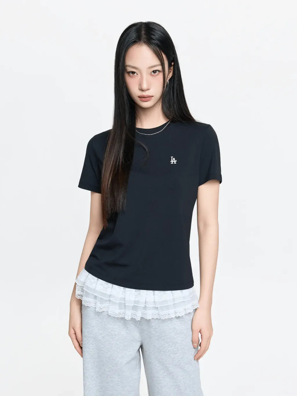 JuzBeauty_JuzBeautyMalaysia_JuzPretty_Authentic_Kbeauty_Malaysia_Skin_Care_Cosmetics_K-Beauty_Health_Care_korean_streetwear_US_Luxury_MLB Women's Basic Slim Fit Cleveland Guardians Short Sleeve T-shirt Tee 3FTSB5063 女款上衣11