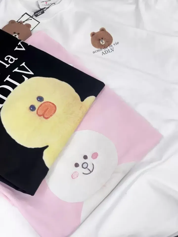 JuzBeauty_JuzBeautyMalaysia_JuzPretty_Authentic_Kbeauty_Malaysia_Skin_Care_Cosmetics_K-Beauty_Health_Care_korean_streetwear_US_Luxury_ADLV x LINE FRIENDS Basic Logo With Line Friends Short Sleeve T-shirt Tee 上衣1