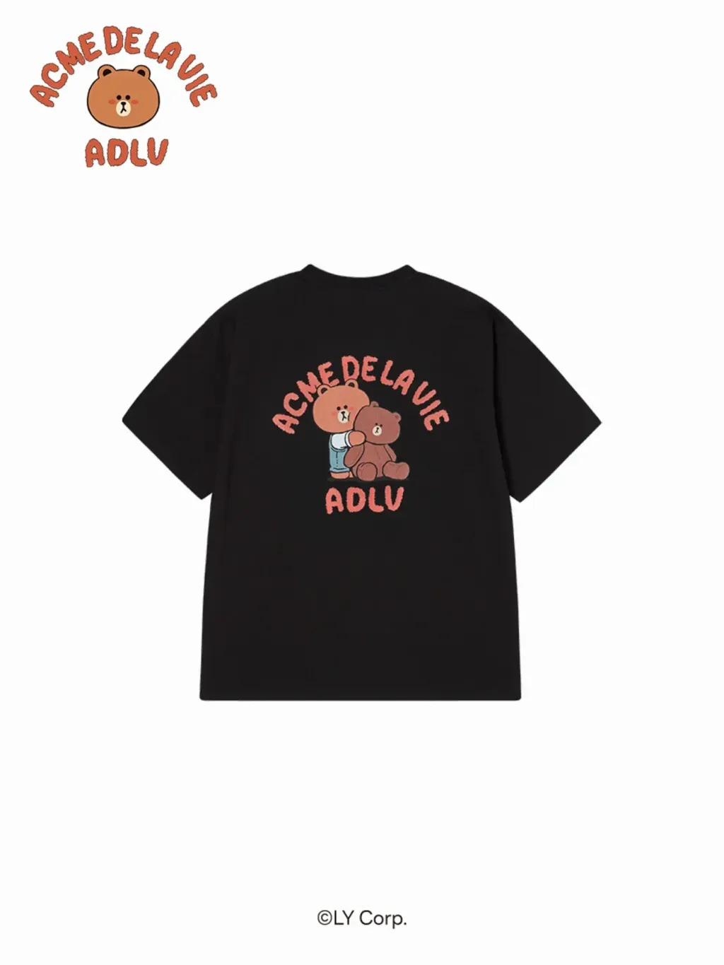 JuzBeauty_JuzBeautyMalaysia_JuzPretty_Authentic_Kbeauty_Malaysia_Skin_Care_Cosmetics_K-Beauty_Health_Care_korean_streetwear_US_Luxury_ADLV x LINE FRIENDS Bear Doll Hug Brown Line Friends Short Sleeve T-shirt Tee 上衣6