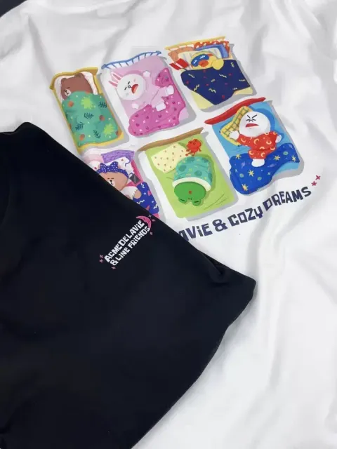 JuzBeauty_JuzBeautyMalaysia_JuzPretty_Authentic_Kbeauty_Malaysia_Skin_Care_Cosmetics_K-Beauty_Health_Care_korean_streetwear_US_Luxury_ADLV x LINE FRIENDS Sleeping Line Friends Short Sleeve T-shirt Tee 上衣4