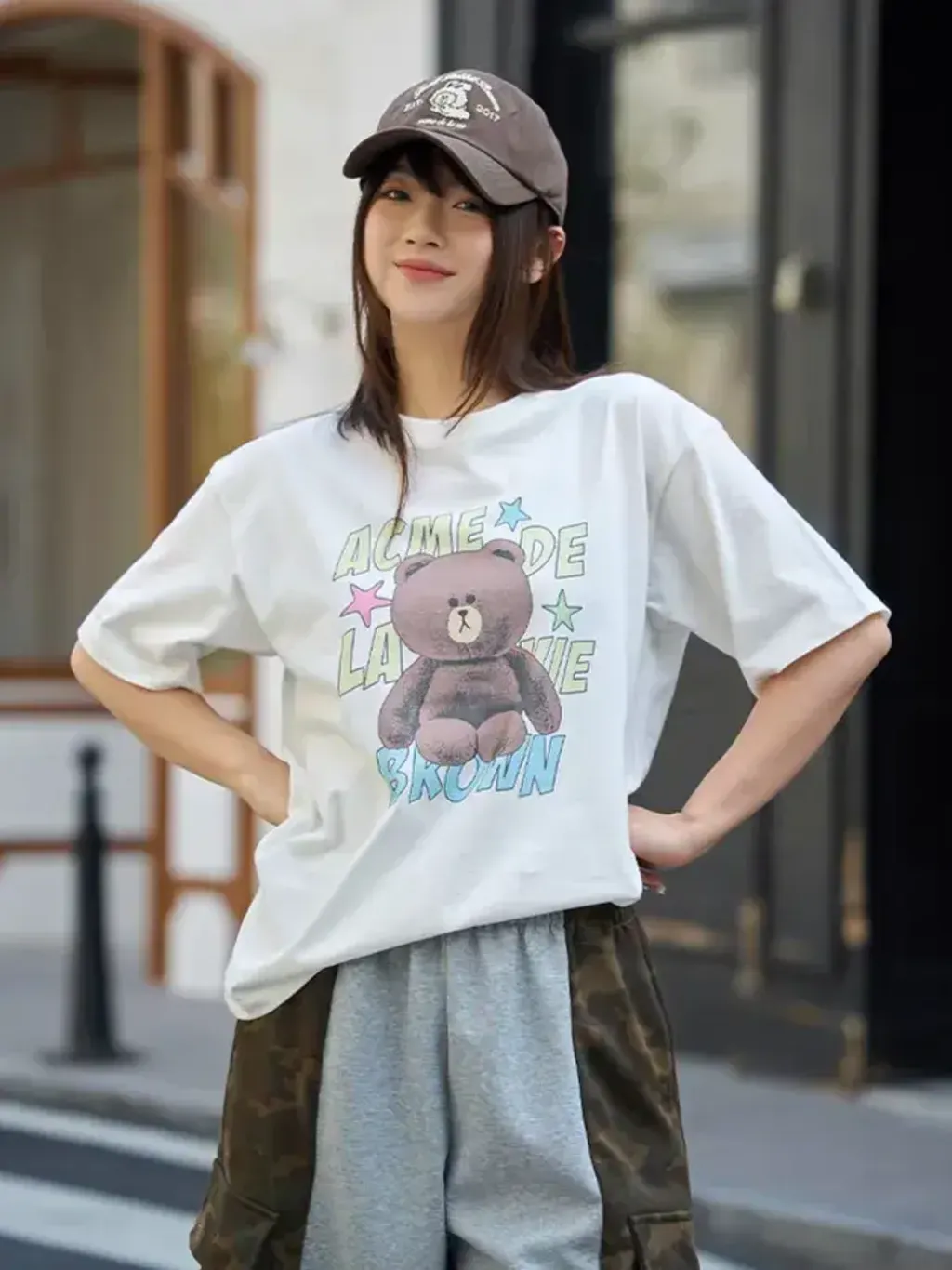 JuzBeauty_JuzBeautyMalaysia_JuzPretty_Authentic_Kbeauty_Malaysia_Skin_Care_Cosmetics_K-Beauty_Health_Care_korean_streetwear_US_Luxury_ADLV x LINE FRIENDS Brown Star Short Sleeve T-shirt Tee 上衣6
