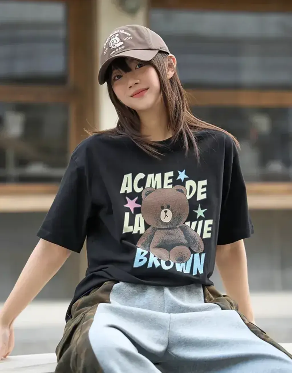 JuzBeauty_JuzBeautyMalaysia_JuzPretty_Authentic_Kbeauty_Malaysia_Skin_Care_Cosmetics_K-Beauty_Health_Care_korean_streetwear_US_Luxury_ADLV x LINE FRIENDS Brown Star Short Sleeve T-shirt Tee 上衣9