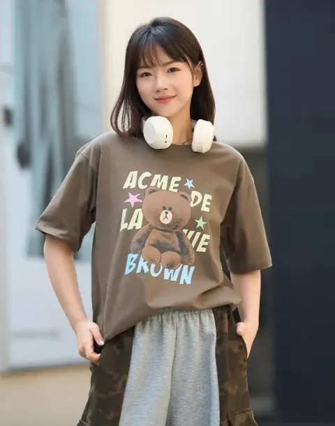 JuzBeauty_JuzBeautyMalaysia_JuzPretty_Authentic_Kbeauty_Malaysia_Skin_Care_Cosmetics_K-Beauty_Health_Care_korean_streetwear_US_Luxury_ADLV x LINE FRIENDS Brown Star Short Sleeve T-shirt Tee 上衣13