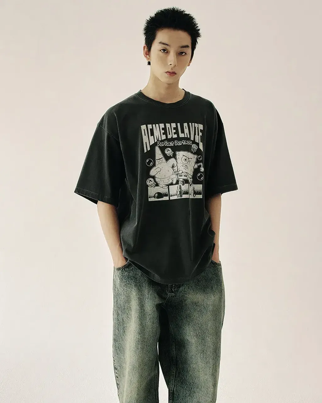 JuzBeauty_JuzBeautyMalaysia_JuzPretty_Authentic_Kbeauty_Malaysia_Skin_Care_Cosmetics_K-Beauty_Health_Care_korean_streetwear_US_Luxury_ADLV x SPONGEBOB Perfect Partner Spongebob Pigment Short Sleeve T-Shirt Tee 上衣4