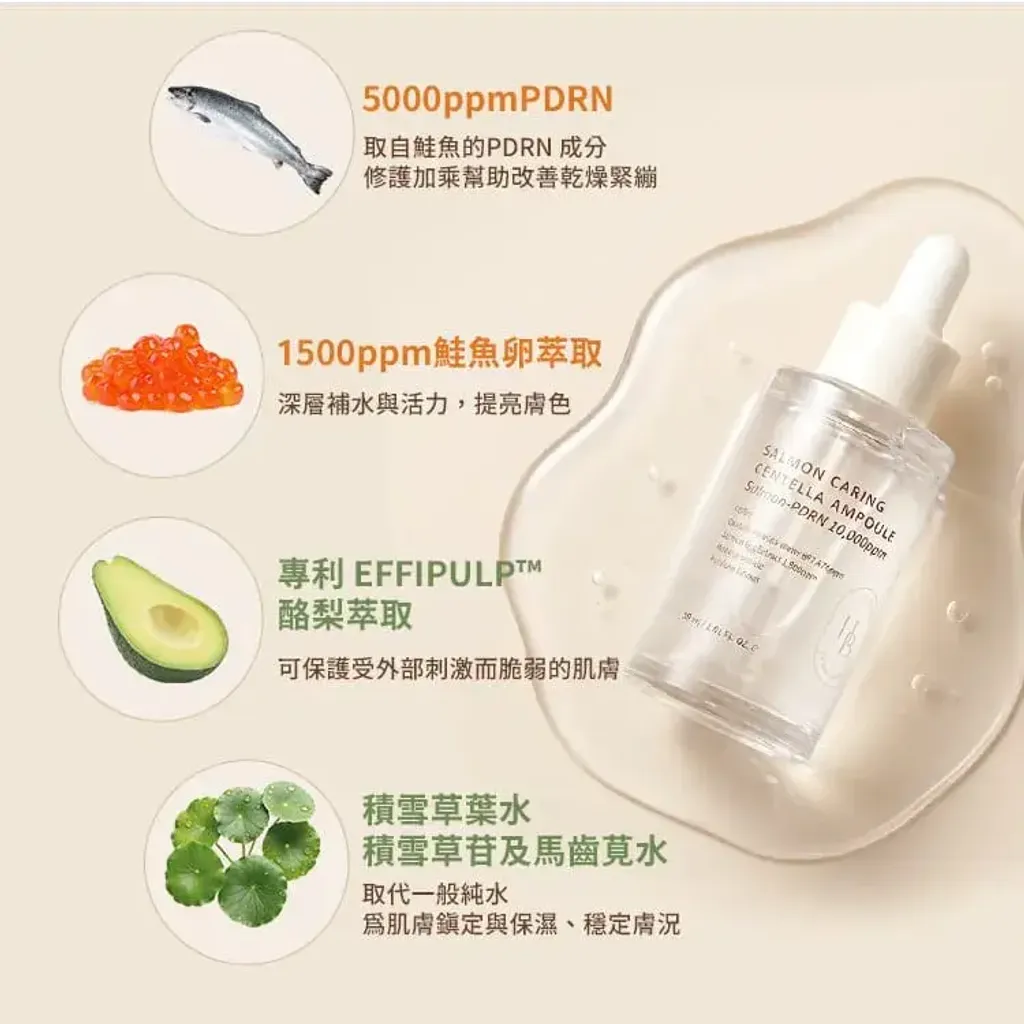 JuzBeauty_JuzBeautyMalaysia_JuzPretty_Authentic_Kbeauty_Malaysia_Skin_Care_Cosmetics_K-beauty_Health_Care_korean_streetwear_HEVEBLUE Salmon Caring Centella Ampoule 三文鱼子PDRN积雪草舒缓去红保湿安瓶精华3