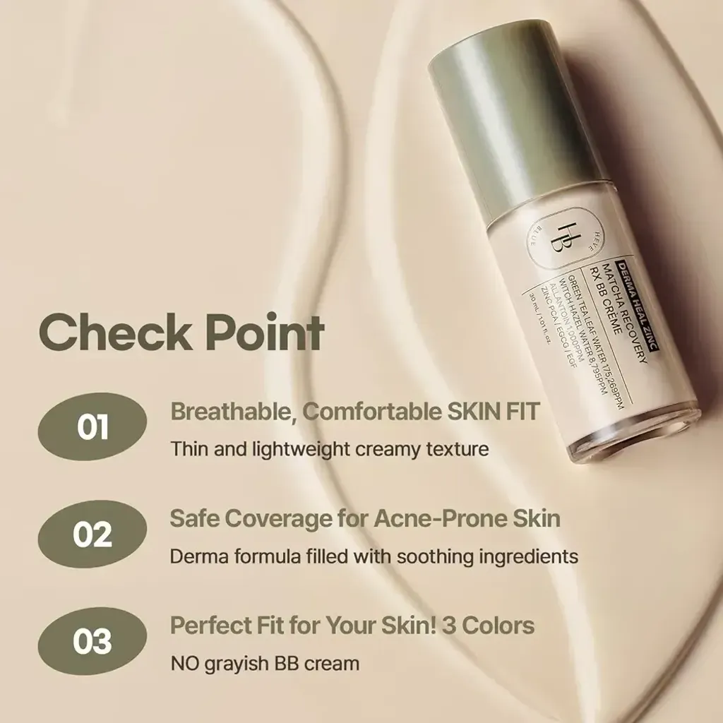 JuzBeauty_JuzBeautyMalaysia_JuzPretty_Authentic_Kbeauty_Malaysia_Skin_Care_Cosmetics_K-beauty_Health_Care_korean_streetwear_HEVEBLUE Dermaheal Zinc Matcha MX BB Cream 积雪草抹茶修护BB霜 2