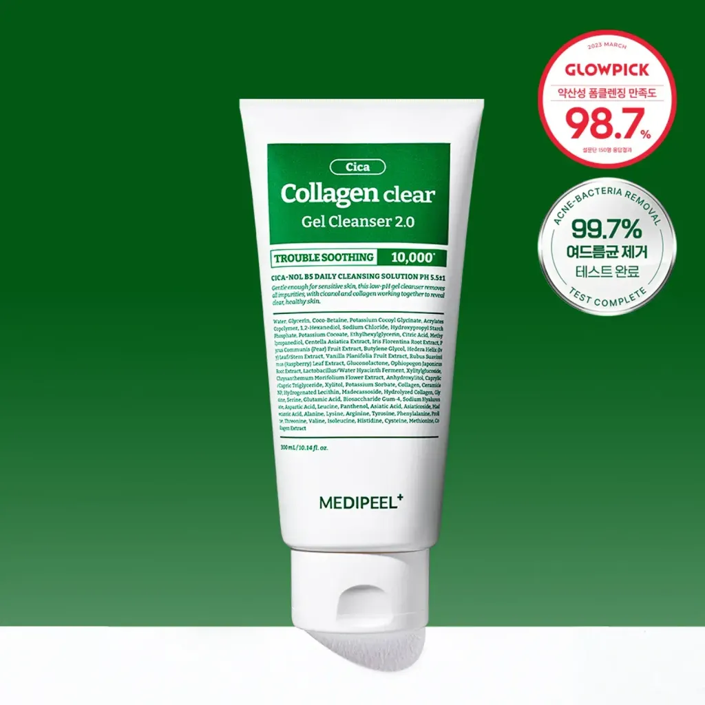JuzBeauty_JuzBeautyMalaysia_JuzPretty_Authentic_Kbeauty_Malaysia_Skin_Care_Cosmetics_K-beauty_Health_Care_korean_streetwear_MEDIPEEL Green Cica Collagen Clear Gel Cleanser 2.0 积雪草胶原蛋白洗面乳2