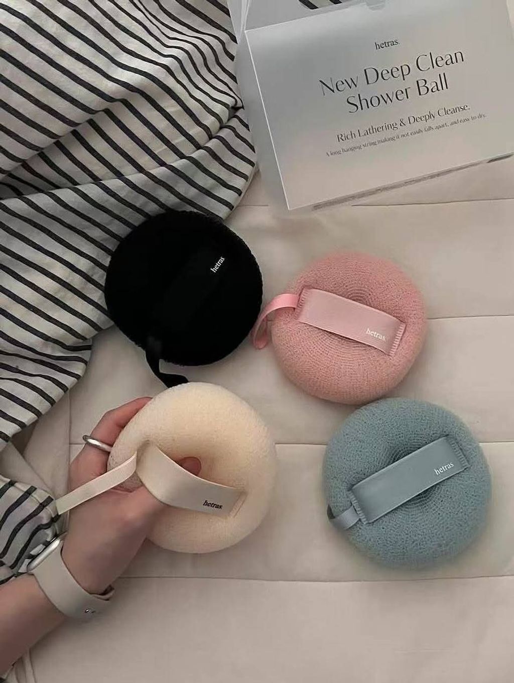 JuzBeauty_JuzBeautyMalaysia_JuzPretty_Authentic_Kbeauty_Malaysia_Skin_Care_Cosmetics_K-beauty_Health_Care_korean_streetwear_HETRAS New Deep Clean Shower Ball 4-Piece Gift Set 沐浴球套组4粒装9