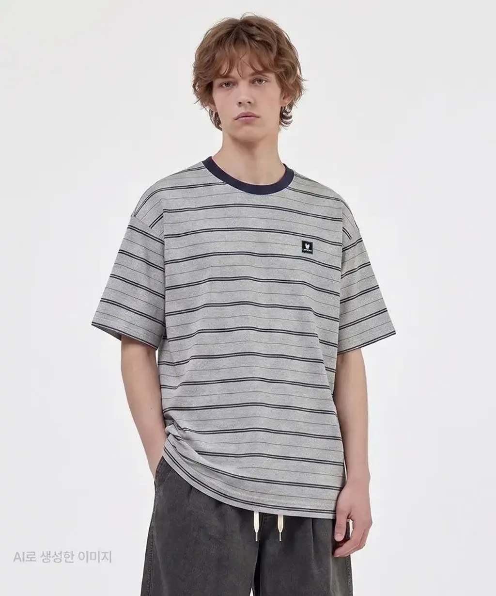 JuzBeauty-JuzBeautyMalaysia-JuzPretty-Authentic-Kbeauty-Malaysia-Skin-Care-Cosmetics-K-beauty-Health-Care-LIFEWORK Stamp Stripe Ringer Short Sleeve T-Shirt Tee LW262TS409 上衣3