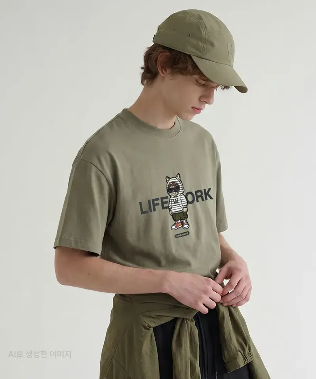 JuzBeauty-JuzBeautyMalaysia-JuzPretty-Authentic-Kbeauty-Malaysia-Skin-Care-Cosmetics-K-beauty-Health-Care-LIFEWORK Street Hip Dog Applique Short Sleeve T-shirt Tee LW262TS104 上衣1