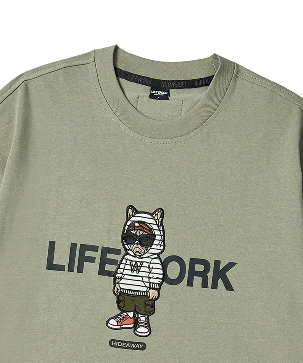 JuzBeauty-JuzBeautyMalaysia-JuzPretty-Authentic-Kbeauty-Malaysia-Skin-Care-Cosmetics-K-beauty-Health-Care-LIFEWORK Street Hip Dog Applique Short Sleeve T-shirt Tee LW262TS104 上衣2