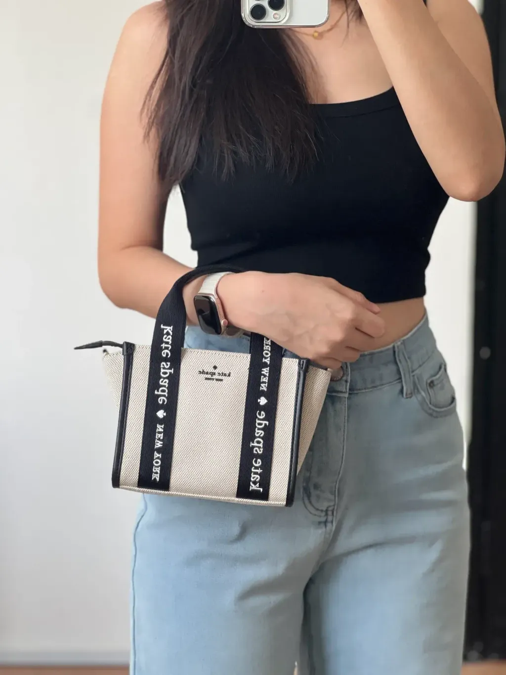 JuzBeauty_JuzBeautyMalaysia_JuzPretty_Authentic_Kbeauty_Malaysia_Skin_Care_Cosmetics_K-beauty_Health_Care_korean_streetwear_KATE SPADE KL062 Kip Canvas Mini Tote In Black 托特包5.jpg