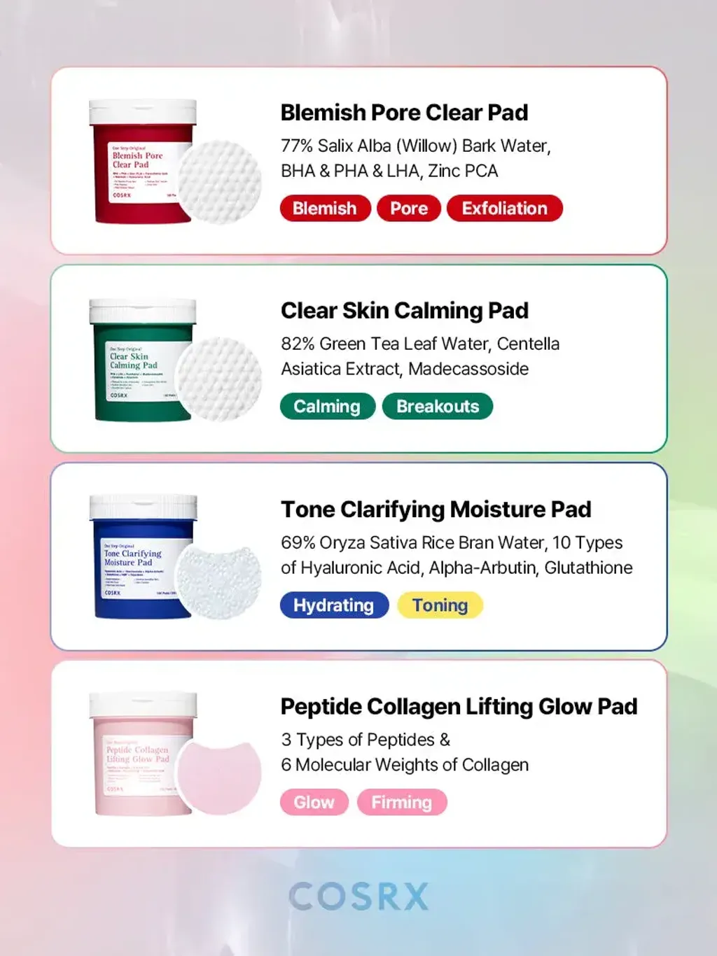 JuzBeauty_JuzBeautyMalaysia_JuzPretty_Authentic_Kbeauty_Malaysia_Skin_Care_Cosmetics_K-beauty_Health_Care_korean_streetwear_COSRX One Step Original Pad 水杨酸清洁棉片25
