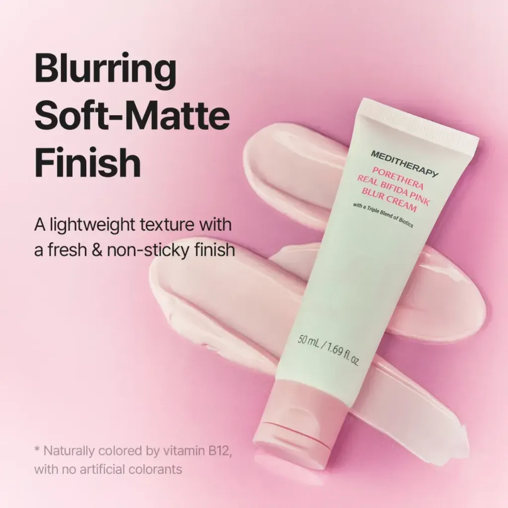 JuzBeauty_JuzBeautyMalaysia_JuzPretty_Authentic_Kbeauty_Malaysia_Skin_Care_Cosmetics_K-beauty_Health_Care_korean_streetwear_MEDITHERAPY Porethera Real Bifida Pink Blur Cream 粉红柔肤霜2