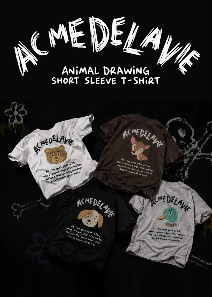 JuzBeauty_JuzBeautyMalaysia_JuzPretty_Authentic_Kbeauty_Malaysia_Skin_Care_Cosmetics_K-beauty_Health_Care_korean_streetwear_ADLV Animal Drawing Short Sleeve T-Shirt Tee 上衣2