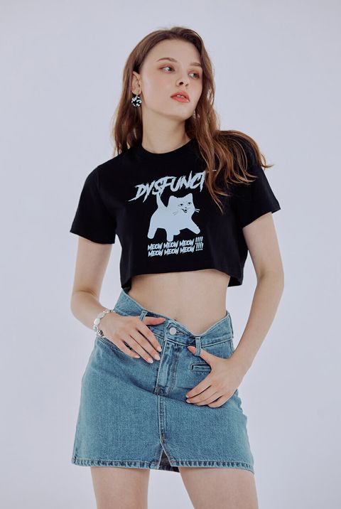 JuzBeauty_JuzBeautyMalaysia_JuzPretty_Authentic_Kbeauty_Malaysia_Skin_Care_Cosmetics_Jbeauty_Australia_Health_Care_korean_streetwear_DYSFUNCT Meow Crop T-shirt Crop Top 3